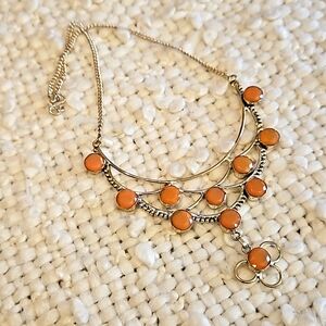925 Silver Orange Agate Collar Necklace